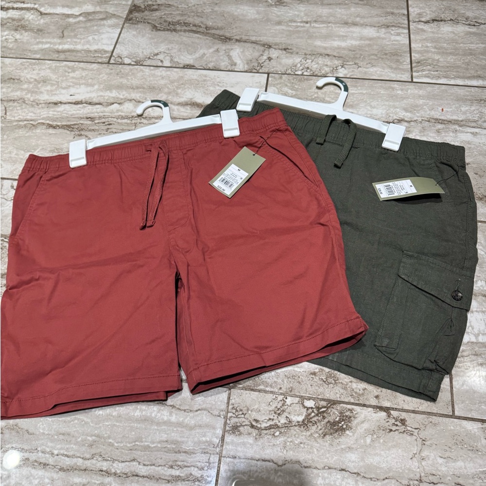 NWT Men’s 2 pc Set Goodfellow Casual Cargo Shorts M Olive & Rust